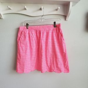 Lilly Pulitzer pink cotton gingham mini skirt L